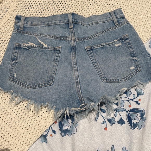 Zara Light Blue Distressed Denim Cutoff Shorts - Picture 7 of 8